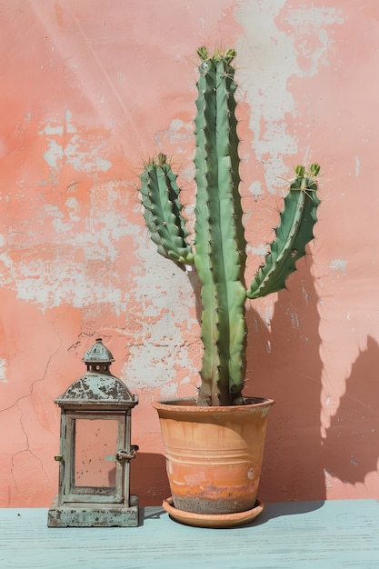 Free photo cactus plant earth tones still life