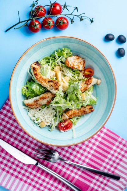 Caesar salad with fried chicken