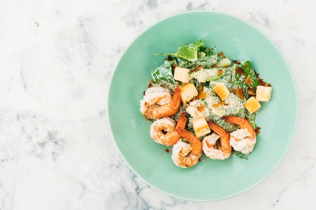 Caesar salad with shrimp or prawn