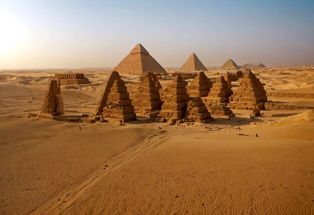 Free photo cairo pyramids with text