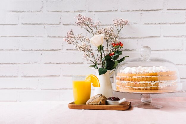 Cake and breakfast for mother day