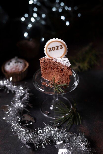 Cake slice for celebrating the new year