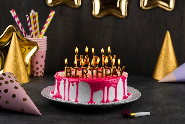 Free photo cake with candles assortment