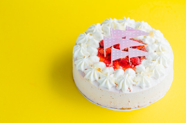 Cake with cream and flags