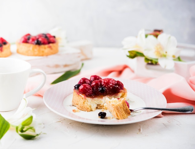 Cakes with strawberries assortment