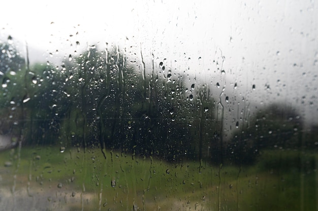 Free Photo camper window with rain drops