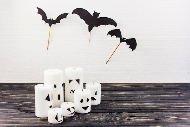 Free photo candles and bats decor for halloween