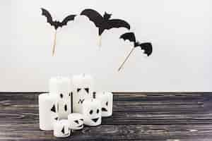 Free photo candles and bats decor for halloween