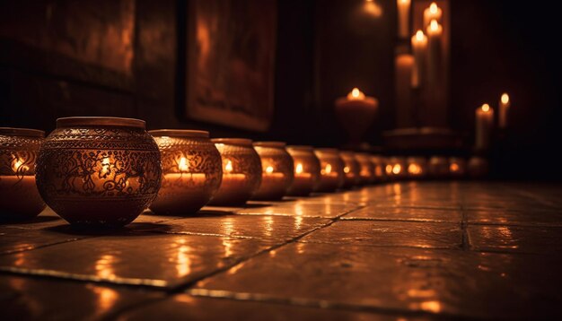 Candles glowing illuminating a peaceful spiritual celebration generated by AI