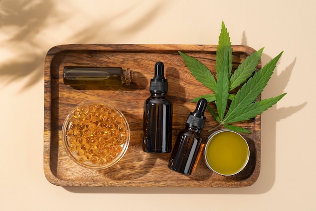 Free Photo cannabis oil bottle arrangement