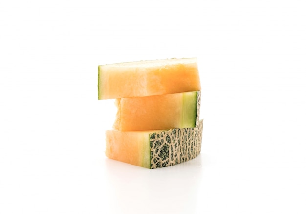 cantaloupe melon on white