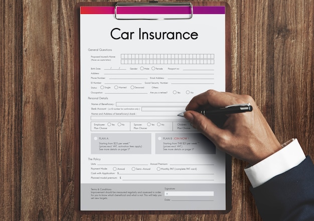 Free photo car insurance claim form concept