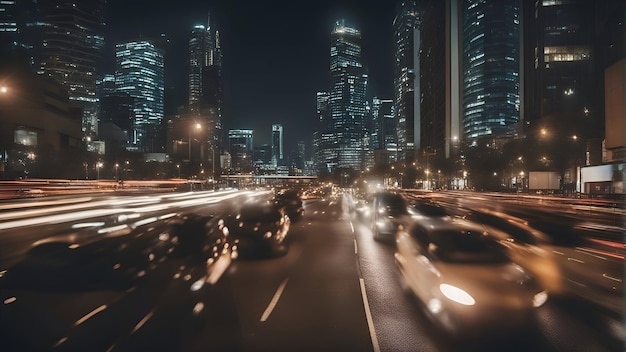 Free Photo car light trails on the road in shanghai china