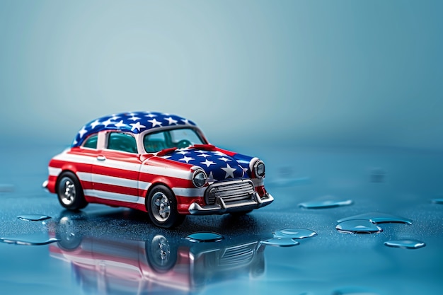 Free Photo car with the american flag for us national loyalty day celebration