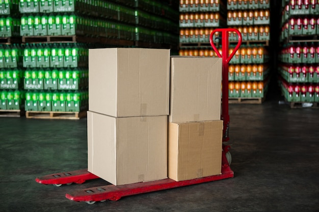 Cardboard boxes on trolley