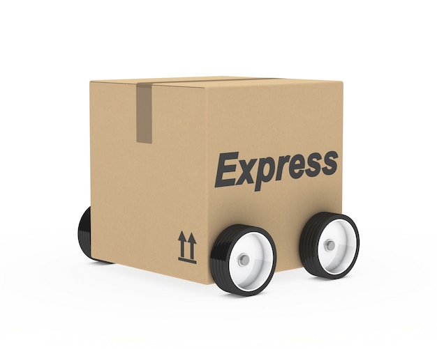 Free photo cardboard vehicle with four wheels