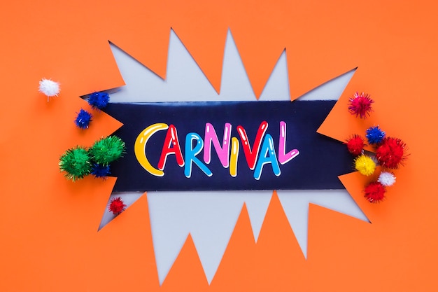 Free photo carnival paper cut-out with colorful pom-poms