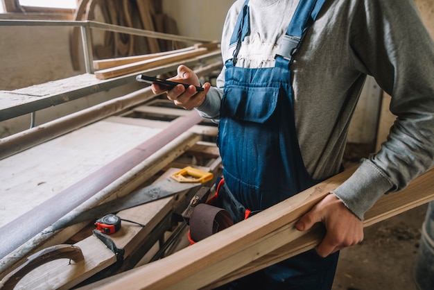 Carpenter in his workshop