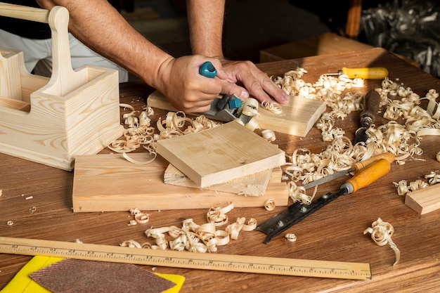 Carpenter working at his desk