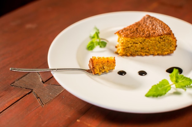 Carrot and almond cake with coffee