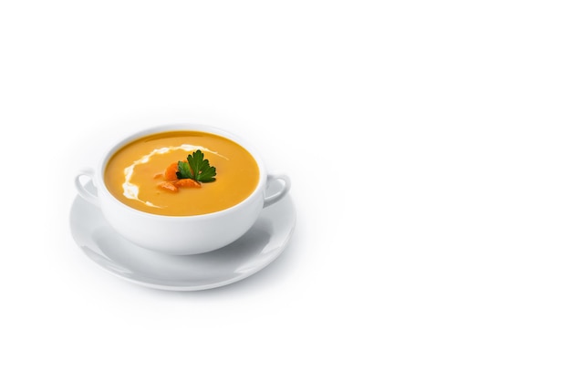 Carrot soup with cream and parsley