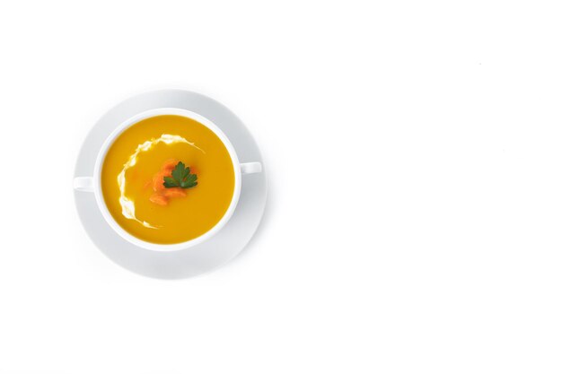 Carrot soup with cream and parsley