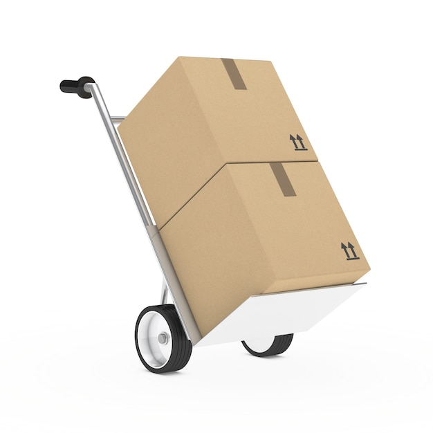 Cart with two cardboard boxes