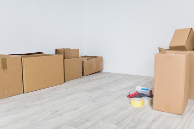 Carton boxes in new apartment