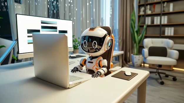 Free photo cartoon ai robot character scene