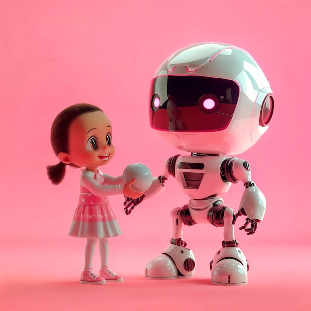 Free Photo cartoon ai robot scene