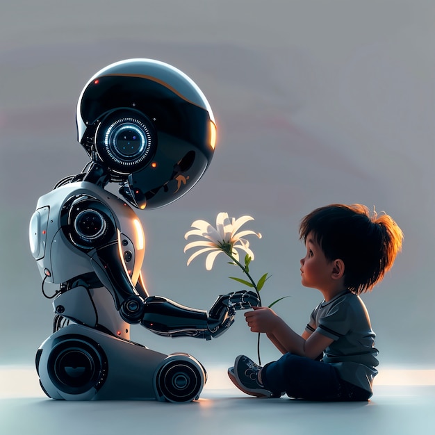 Free Photo cartoon ai robot scene