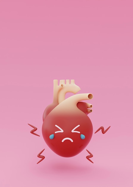 Free Photo cartoon anatomical heart crying