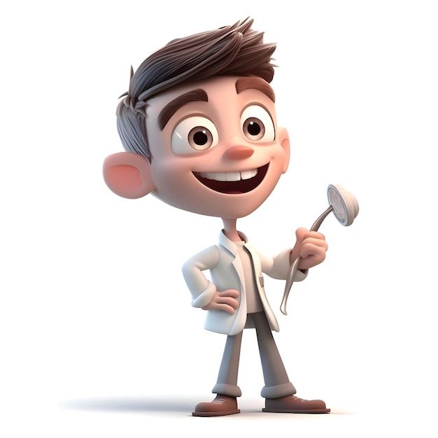 Free photo cartoon character of doctor with stethoscope and stethoscope