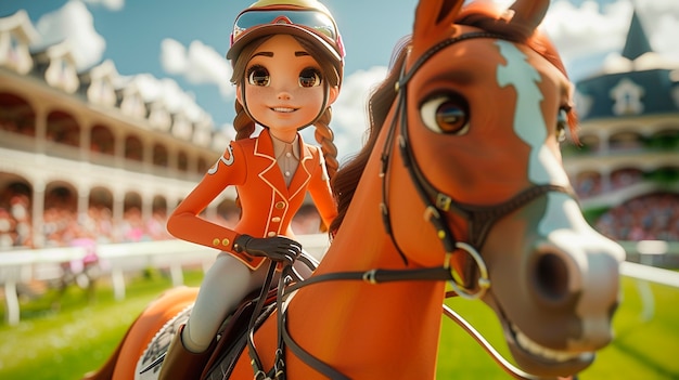 Free Photo cartoon character horse riding illustration