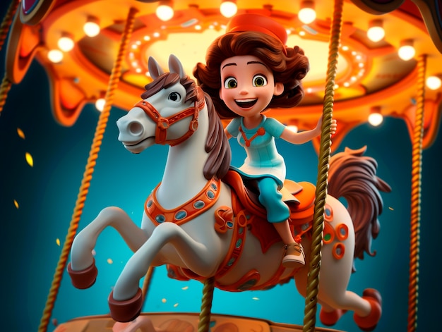 Free Photo cartoon character horse riding illustration