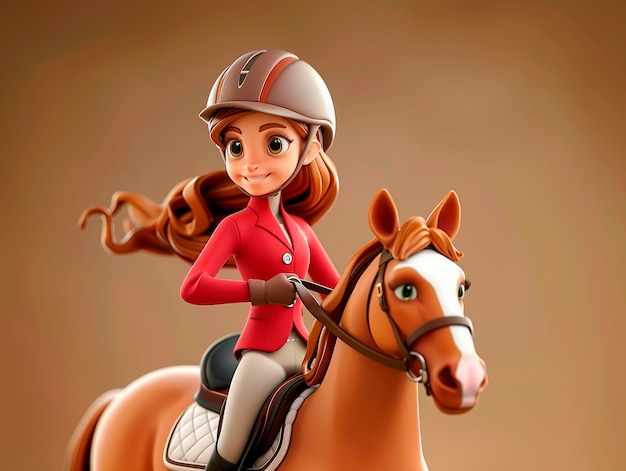 Free photo cartoon character horse riding illustration