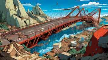 Free photo cartoon comic style earthquake scene