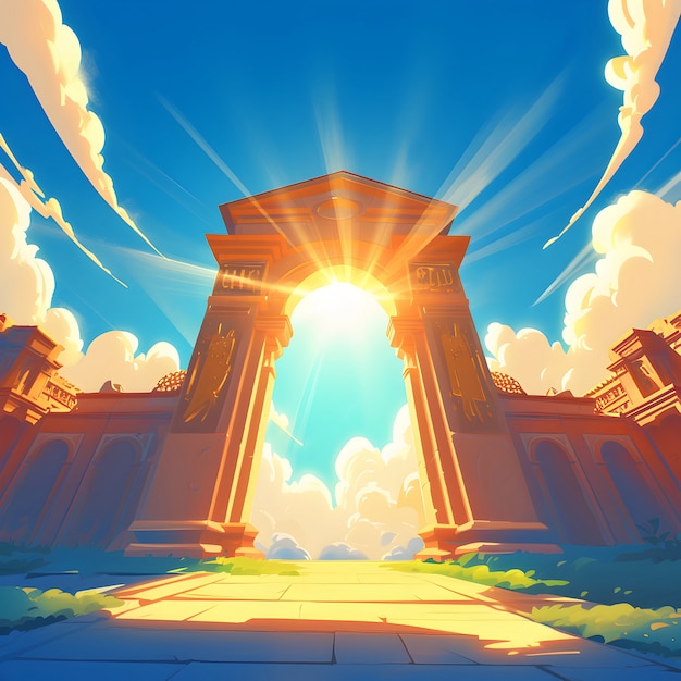 Free Photo cartoon depiction of the gates of heaven