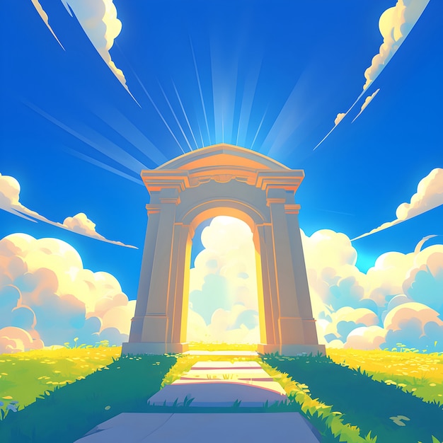 Free photo cartoon depiction of the gates of heaven