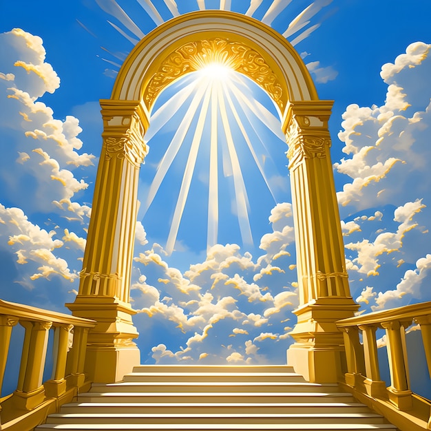 Free photo cartoon depiction of the gates of heaven