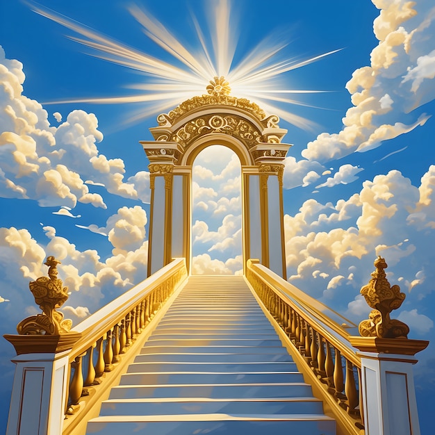 Free Photo cartoon depiction of the gates of heaven