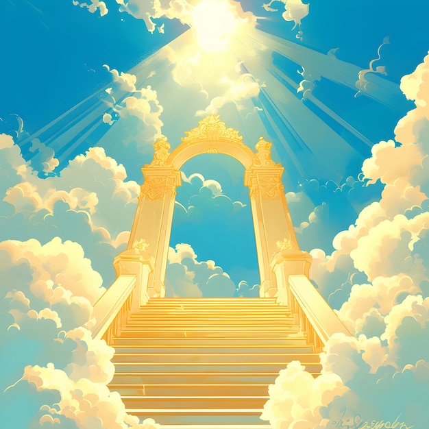 Free Photo cartoon depiction of the gates of heaven