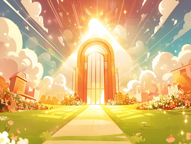 Free photo cartoon depiction of the gates of heaven