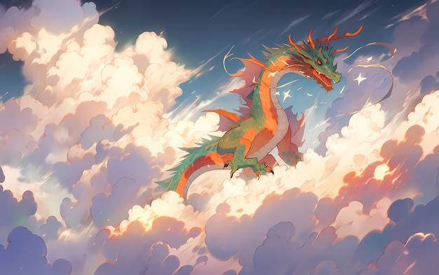 Free Photo cartoon dragon character