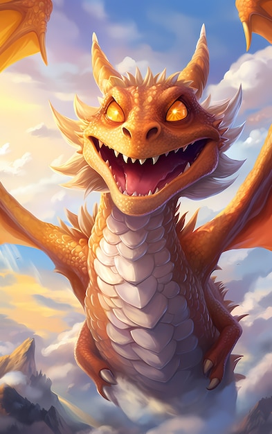 Free Photo cartoon dragon character