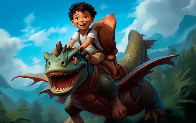 Free Photo cartoon dragon character