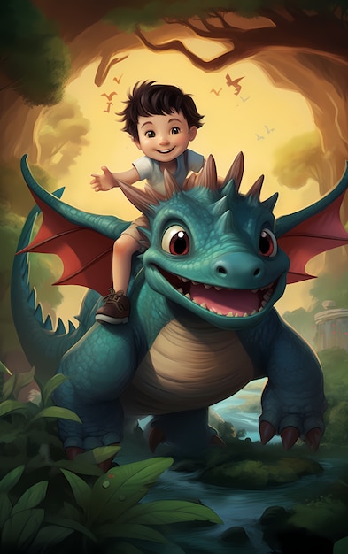 Free Photo cartoon dragon character