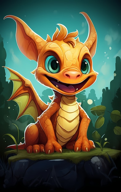 Free Photo cartoon dragon character