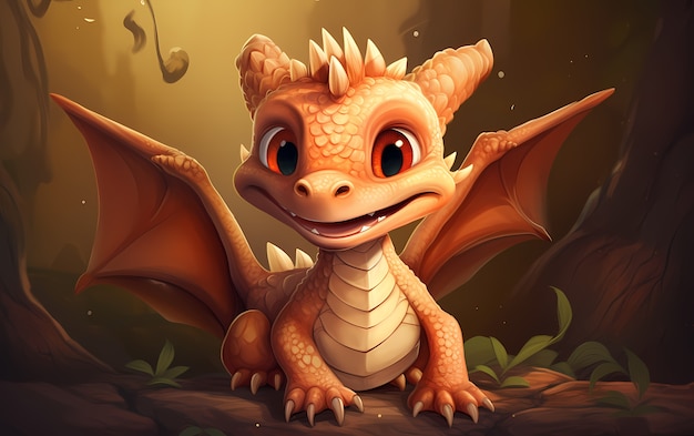 Free Photo cartoon dragon character