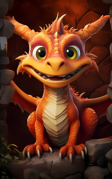 Free Photo cartoon dragon character